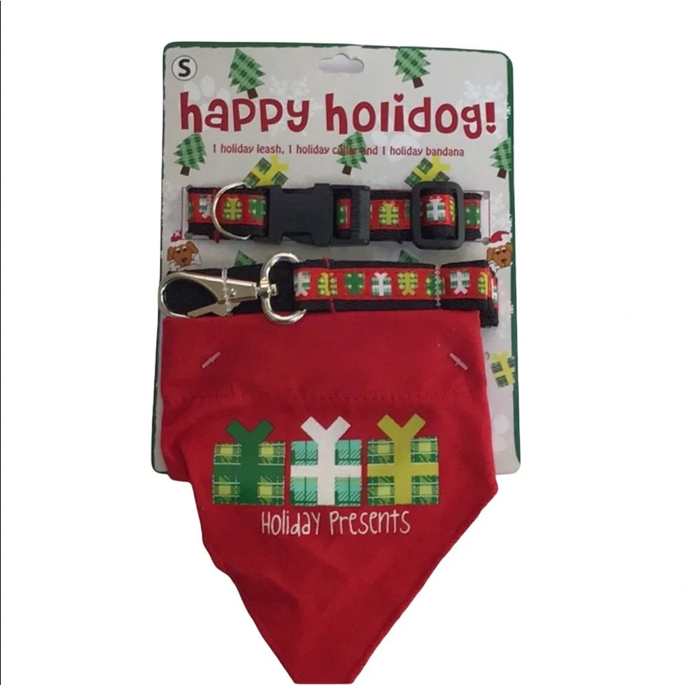Happy‎ Holidog Set With Leash, Collar, Bandana For Small Dog or Pet NWT